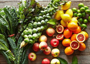 a group of fruits and vegetables on a wood surface Healthy Weight Loss Diets Dorking