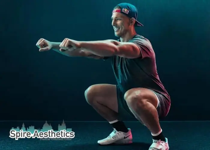 Image of man build leg muscle Dorking through exercise